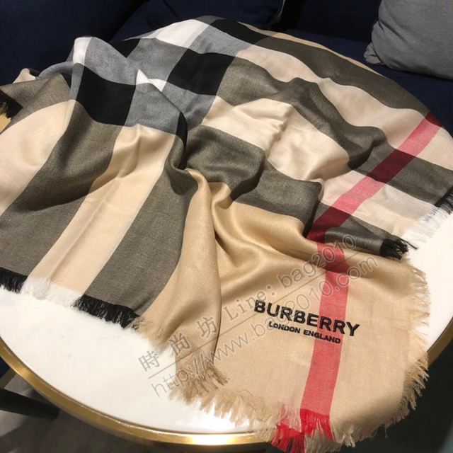 Burberry圍巾 正裝系列 巴寶莉進口絲羊絨格子長圍巾  llwj6470